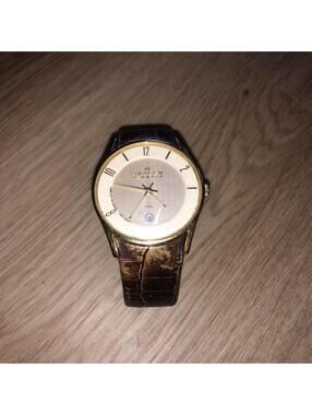SKAGEN 474XLGL STEEL GOLD BROWN LEATHER BAND WATCH 36mm